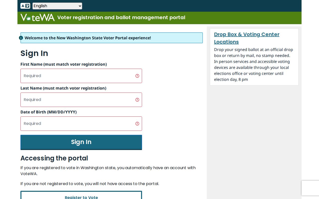 VoteWA official voter information lookup for a Wenatchee resident